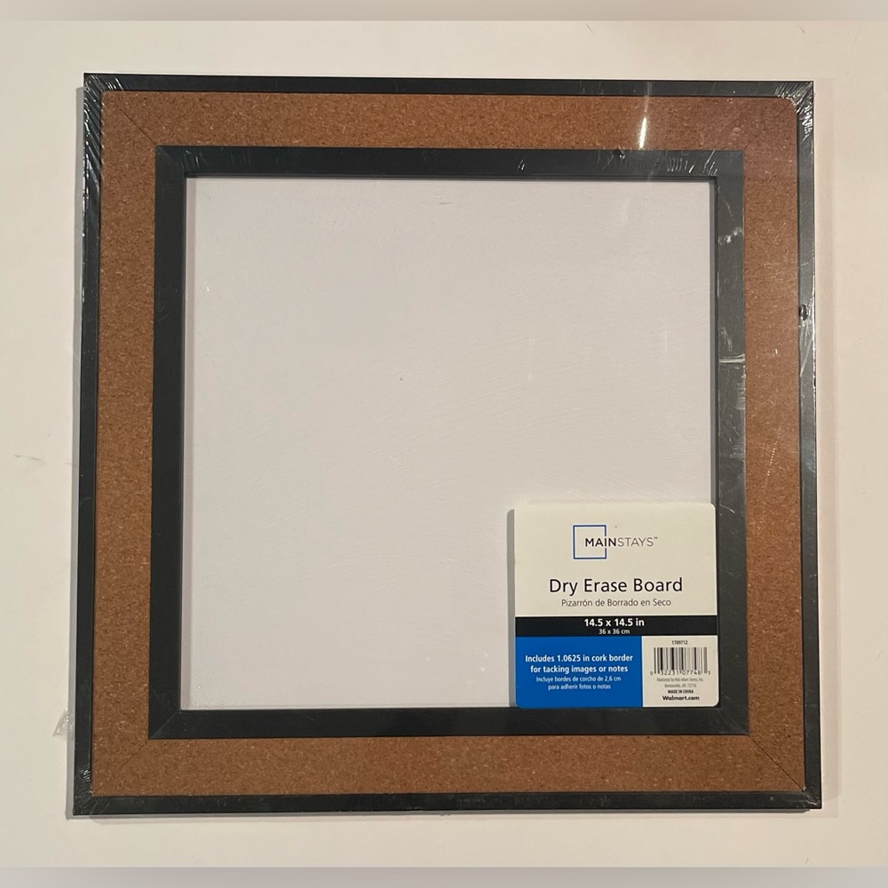 Mainstays Dry Erase Board with Cork Border, 14.5” x 14.5”